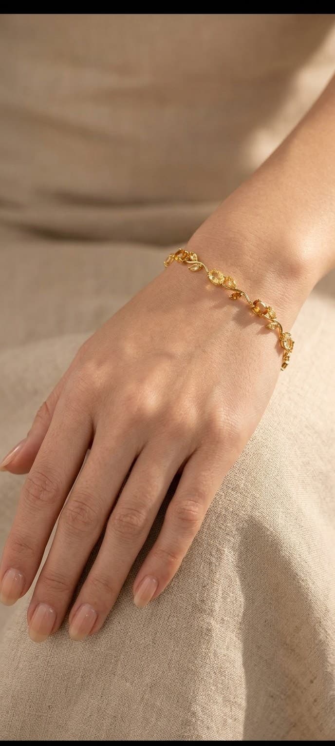 Floral Chain Bracelet-Golden Finish