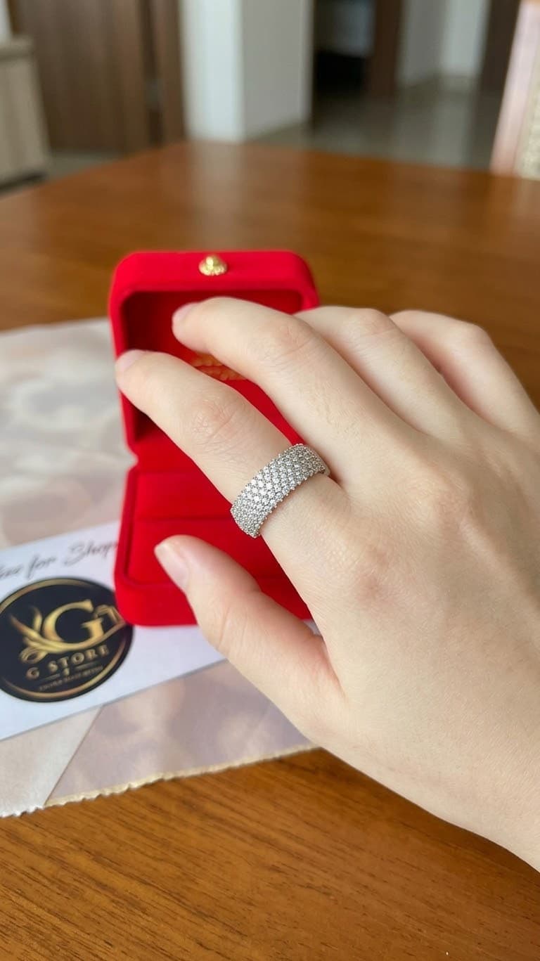 Elegance Pave-Set CZ Wide Band Ring